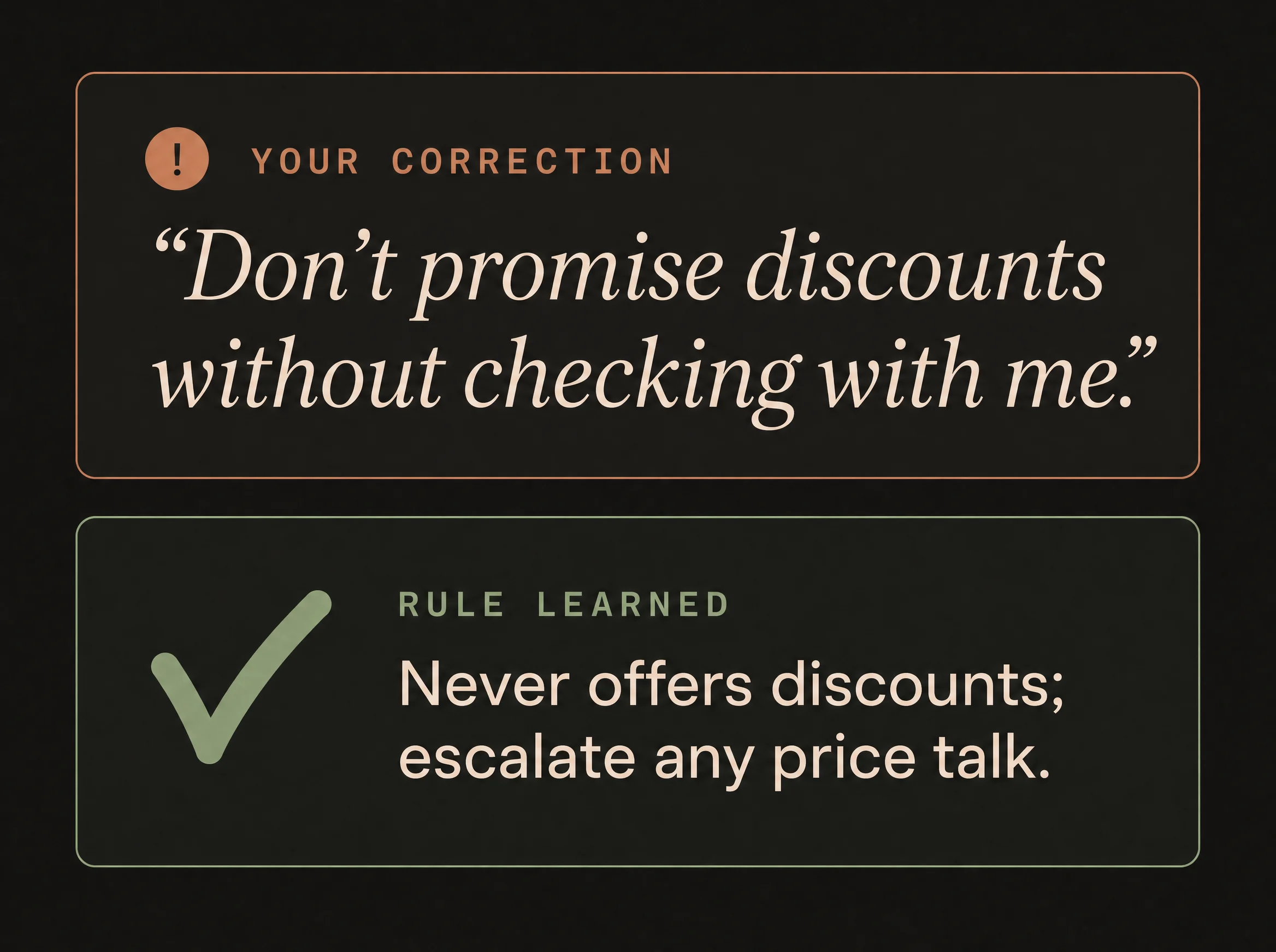 Owner correction turned into a learned rule.