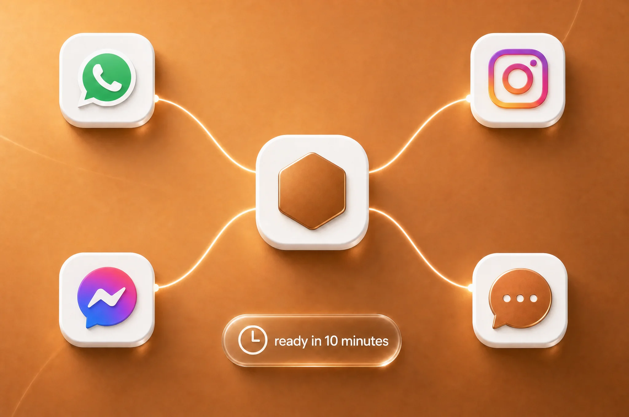 WhatsApp, Instagram, Messenger, and web chat connected.